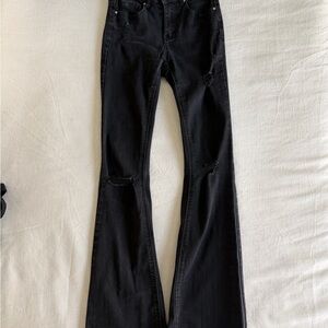 Black Women's Flared Distressed Jeans